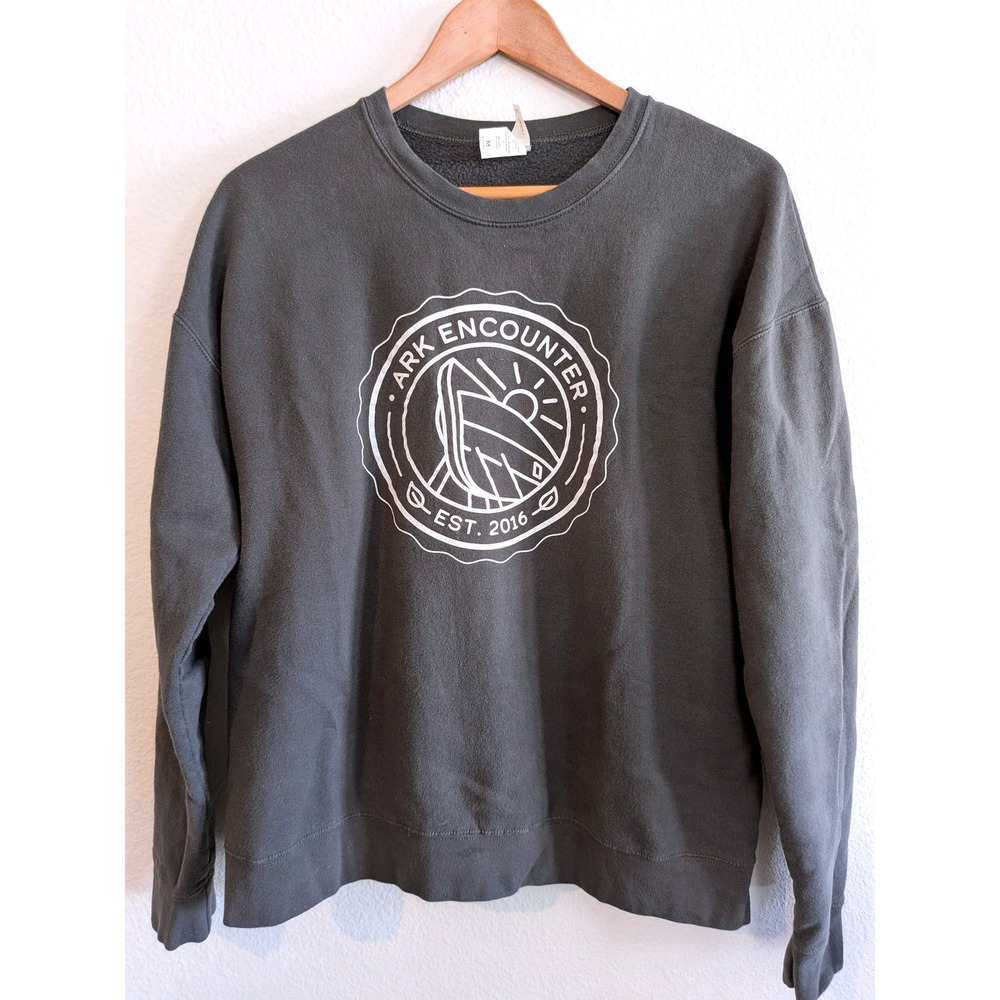 Tultex Ark Encounter Est 2016 Charcoal Gray Graphic Sweatshirt Mens Medium M